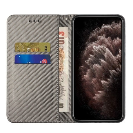 Чехол-книжка Carbon Fiber Texture на Samsung Galaxy S23 FE 5G - серый