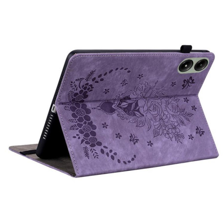 Чехол-книжка Butterfly Rose Embossed для Xiaomi Redmi Pad 2 / Xiaomi Redmi Pad SE 11 2025 - фиолетовый