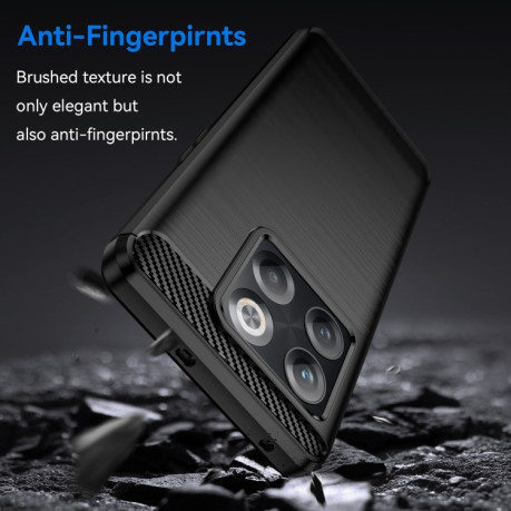 Противоударный чехол Brushed Texture Carbon Fiber на OnePlus 10T/Ace Pro - черный
