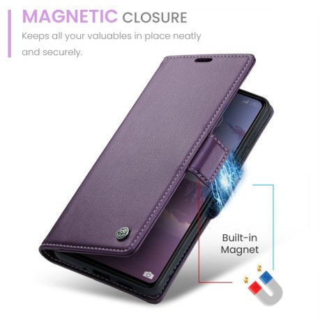 Чехол-книжка CaseMe 023 Butterfly Buckle Litchi Texture RFID Anti-theft Leather для Xiaomi Redmi 13C/Poco C65 4G - фиолетовый