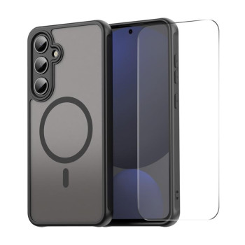 Чохол ENKAY Hat-Prince з MagSafe матовий+скло на Samsung Galaxy S25 FE 5G - чорний