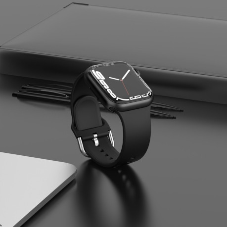 Силиконовый ремешок Solid Color для Apple Watch Series 6/SE/5/4 44mm - черный