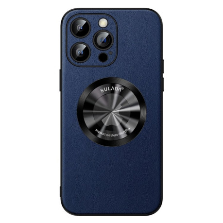 Кожаный чехол SULADA Microfiber Leather MagSafe Magnetic на iPhone 15 Pro - синий