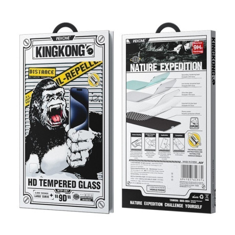 Захисне скло WK WTP-087 Space King Kong 9D Curved HD Tempered Glass для iPhone 16 Pro Max - чорне