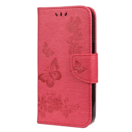 Чехол-книжка Vintage Floral Butterfly для iPhone 13 Pro - красный