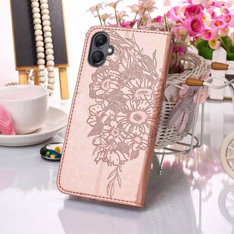 Чохол-книжка Embossed Butterfly для Samsung Galaxy A05 - розовое золото