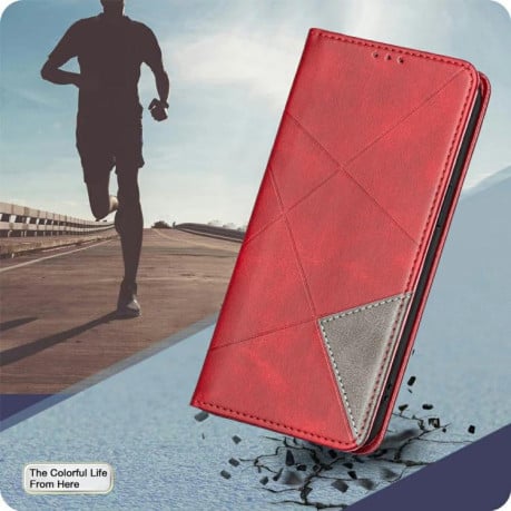 Чехол-книжка Rhombus Texture на Xiaomi Redmi 15C 5G / 4G EU 173mm - красный