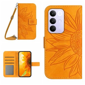 Чехол-книжка Skin Feel с рисунком подсолнуха на Realme C85 Pro 4G — жёлтый