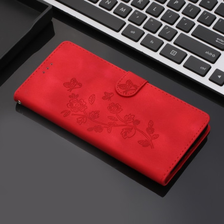 Чехол-книжка Flower Butterfly Embossing для Samsung Galaxy S24 Ultra 5G - красный