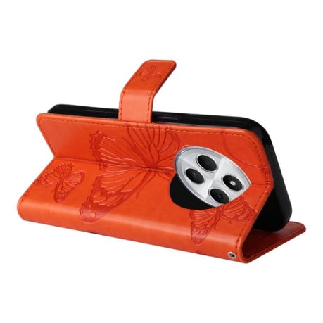 Чохол-книжка Embossed Butterfly для Xiaomi Redmi 14C 4G/Poco C75/Redmi A4 5G - помаранчевий