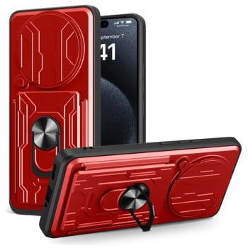 Чохол із шторкою на камеру Sliding Camshield та підставкою на Xiaomi Redmi Note 14 Pro+ 5G - червоний