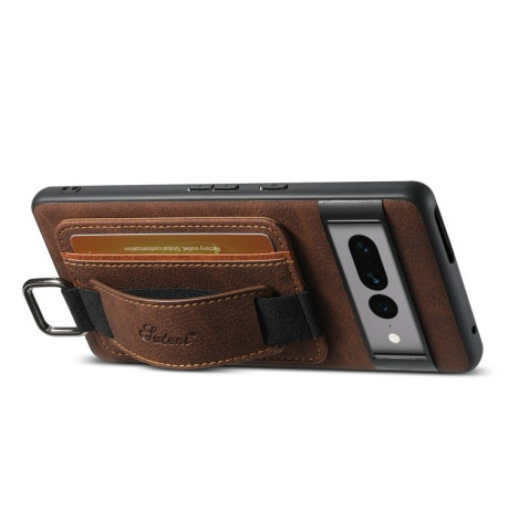 Противоударный чехол Suteni H13 Card Wallet для Google Pixel 8a - коричневый