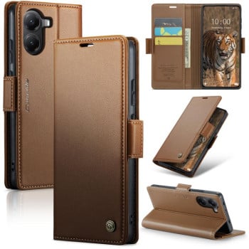 Чохол-книжка CaseMe 023 Butterfly Buckle Litchi Texture RFID Anti-theft Leather для Xiaomi Poco X7 Pro - коричневий