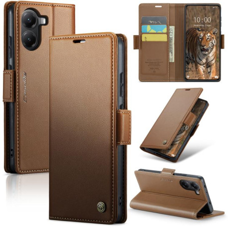 Чехол-книжка CaseMe 023 Butterfly Buckle Litchi Texture RFID Anti-theft Leather для Xiaomi Poco X7 Pro - коричневый