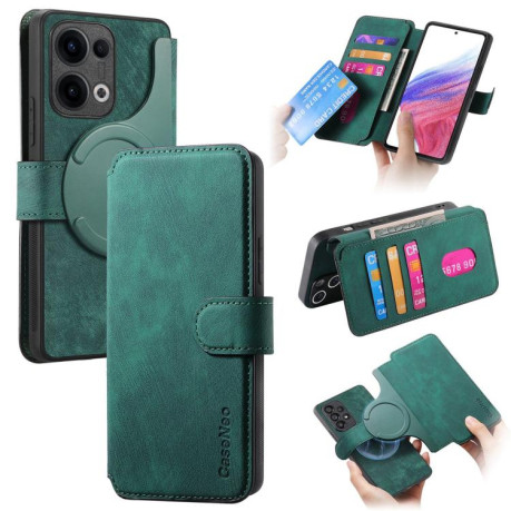 Чехол-книжка CaseNeo MagSafe RFID Anti-theft Retro Leather для OPPO Reno13 - зеленый