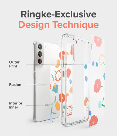 Противоударный чехол Ringke Fusion Design для Samsung Galaxy S22 Ultra - Wild flowers