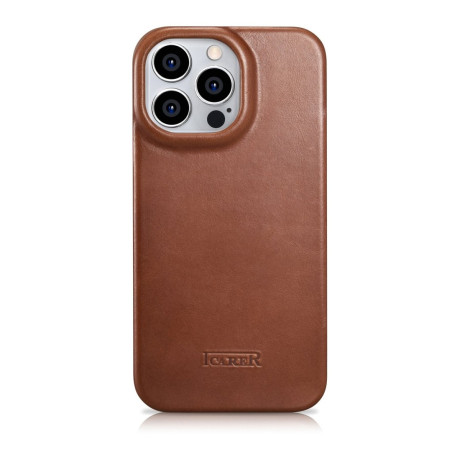 Кожаный чехол-книжка iCarer CE Oil Wax Premium для iPhone 14 Pro Max - коричневый