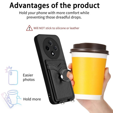 Чохол протиударний R20 Ring Card Holder для OPPO A3 Pro 5G - чорний