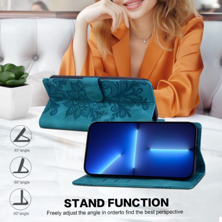 Чохол-книжка  Lace Floral Embossed Magnetic Buckle на Xiaomi Redmi Note 14 4G/5G - зелений