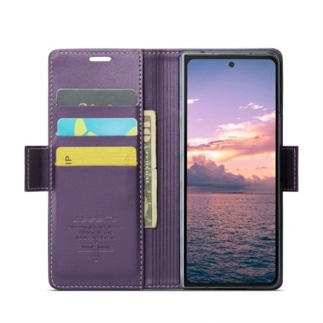 Чехол-книжка CaseMe 023 Butterfly Buckle Litchi Texture RFID для Samsung Galaxy  Fold 6 5G - фиолетовый