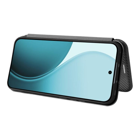Чехол-книжка Carbon Fiber Texture на OPPO Reno14 Global / Reno14 F — чёрный