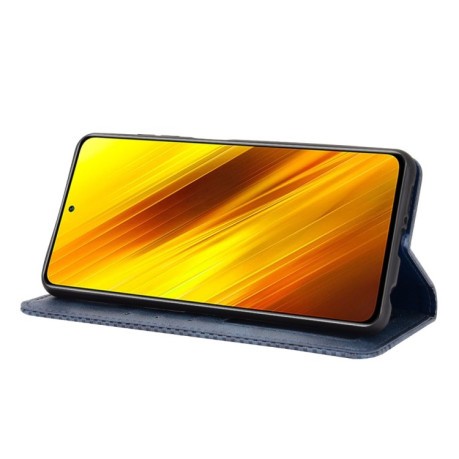 Чехол-книжка Magnetic Buckle Retro на Xiaomi Poco X3 / Poco X3 Pro - синий