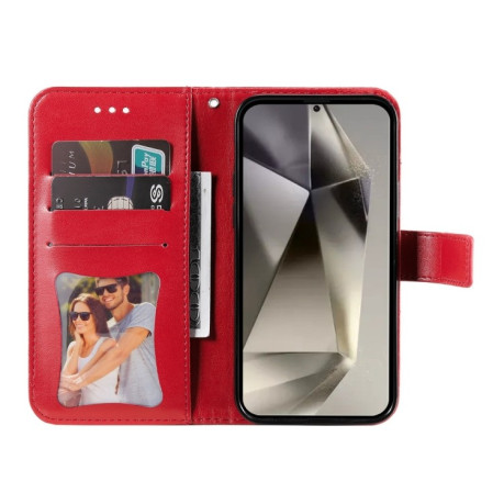 Чохол-книжка 7-petal Flowers Embossing  для Samsung Galaxy S25 Ultra 5G - червоний