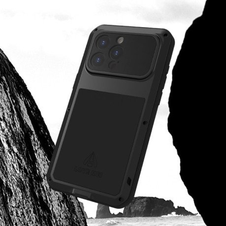 Протиударний чохол LOVE MEI Metal для iPhone 15 Pro Max - чорний