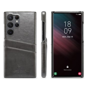 Шкіряний чохол Fierre Shann Retro Oil Wax на Samsung Galaxy S24 Ultra 5G - чорний