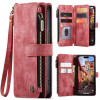 Кожаный чехол-кошелек CaseMe-C30 для iPhone 15 Pro - красный