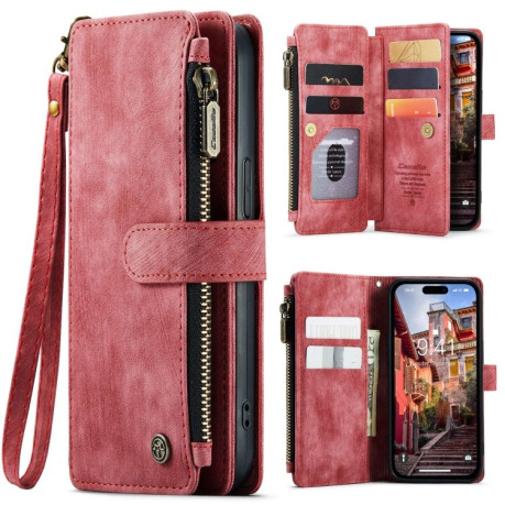 Шкіряний чохол-гаманець CaseMe-C30 для iPhone 15 Pro Max - червоний