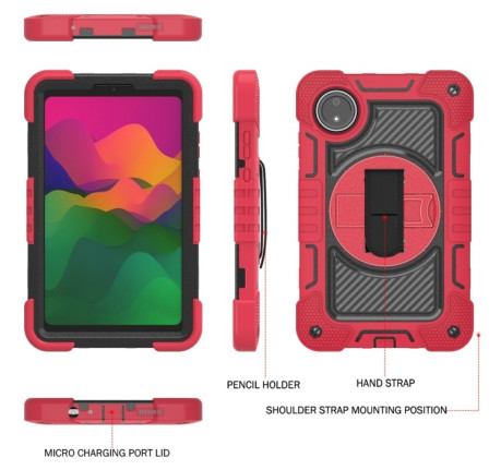 Чохол-книжка Acrylic 360 Degree Rotation Holder Leather для Redmi Pad SE 8.7 2024 - Red + Black