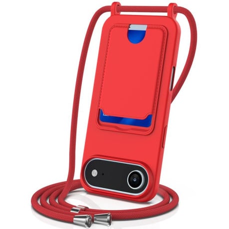 Силиконовый чехол Integrated Card Bag Solid Color Liquid Silicone на iPhone Air - красный