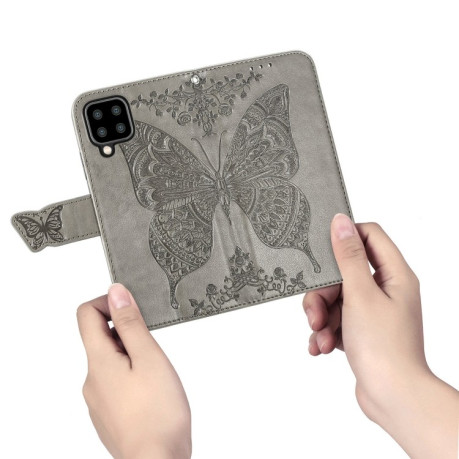 Чохол-книжка Butterfly Love Flower Embossed Samsung Galaxy M32/A22 4G - сірий