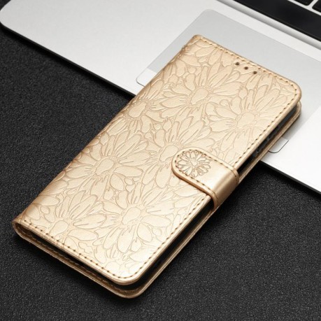 Чехол-книжка Daisy Embossed Leather для на Samsung Galaxy F16 5G / M16 5G - золотой