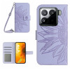 Чехол-книжка Skin Feel Sun Flower для Xiaomi 15  - фиолетовый