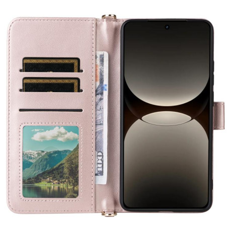 Чехол-книжка Multifunctional 6-Card Slots Leather на Realme GT 7 Pro - розовый