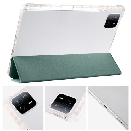 Чехол-книжка 3-fold Clear TPU Smart Leather для Xiaomi Pad 7 / 7 Pro - зеленый