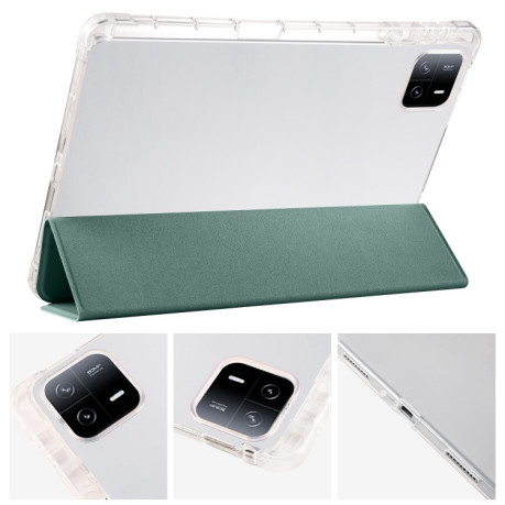 Чохол-книжка 3-fold Clear TPU Smart Leather Tablet Case with Pen Slot для iPad Pro 11 2024 - зелений