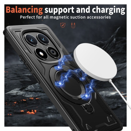 Протиударний чохол MagSafe Holder Armor PC Hybrid для Xiaomi Redmi Note 14 Pro 5G/Poco X7 - чорний