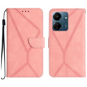 Чохол-книжка Stitching Embossed Leather для Xiaomi Redmi 13C/Poco C65 4G - рожевий