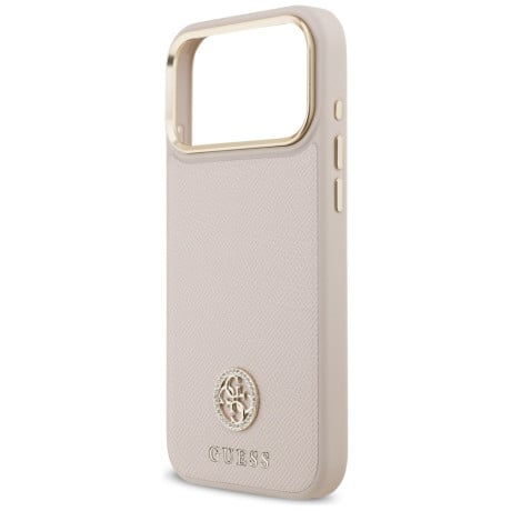 Оригинальный чехол Guess Grained Strass Logo с MagSafe на iPhone 17 Pro Max - pink