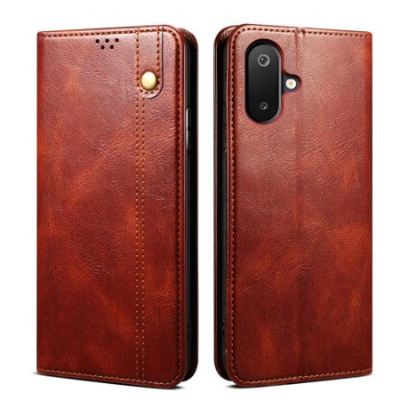 Чехол-книжка Simple Wax Crazy Horse для Samsung Galaxy F06 5G Global / M06 5G - коричневый