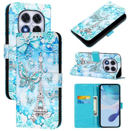 Чехол-книжка Colored Drawing Pattern Plain Weave Leather для Xiaomi Redmi Note 14 Pro 5G/Poco X7 - Butterfly