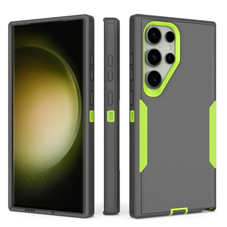 Противоударный чехол Magnetic 2 in 1 PC Hybrid TPU для Samsung Galaxy S25 Ultra / S24 Ultra - Gray+Fluorescent Green