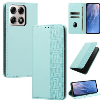 Чехол-книжка из эко-кожи Escase с тиснёным узором и RFID-защитой на Motorola Edge 70 Pro 5G — мятный