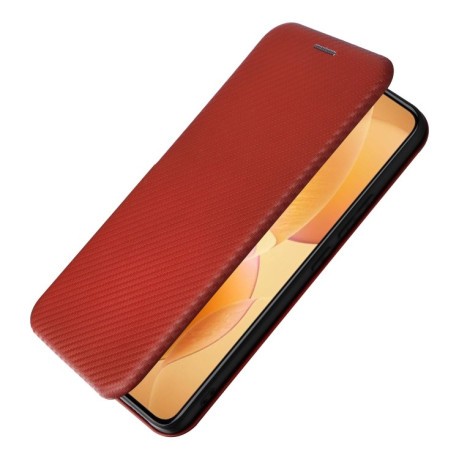 Чохол-книжка Carbon Fiber Texture на Xiaomi 14T Pro - коричневий