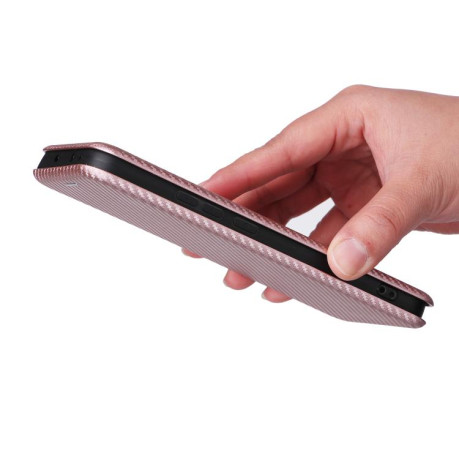 Чохол-книжка Carbon Fiber Texture на OPPO Reno13 5G Global - рожевий