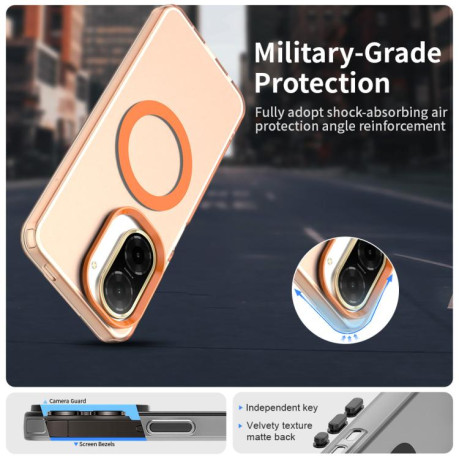 Противоударный чехол MagSafe Holder PC Hybrid для Xiaomi Redmi A5 4G 171.7mm / Xiaomi Poco C71 - оранжевый