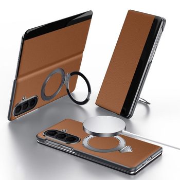 Чохол-книжка Sulada зі Smart View-вікном і MagSafe на Samsung Galaxy Fold8 Ultra 5G — коричневий
